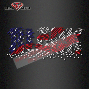 USA Flag Design Iron on Rhinestone Black heat rhinestone transfer USA Flag Design Iron on Rhinestone Black heat rhinestone transfer